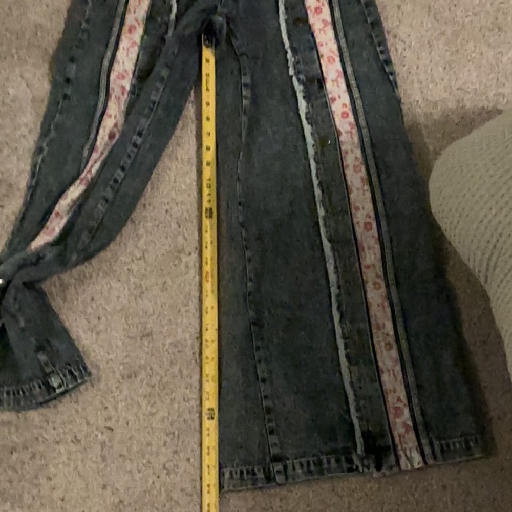 New Oli & Hali Floral Stripe Wide-Leg Jeans ~ Blue and Pink - Picture 9 of 10